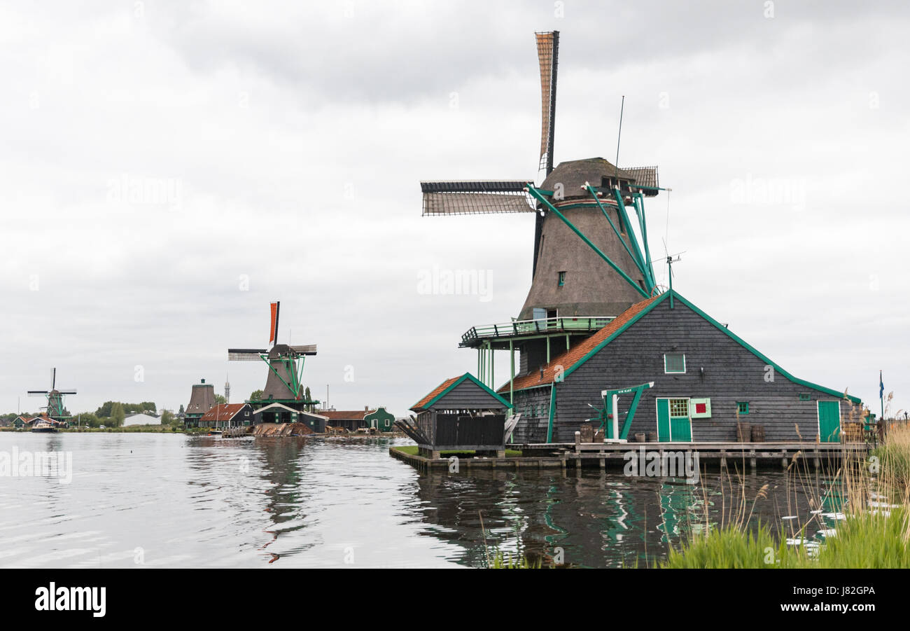 Windmills at Volendam Stock Photo