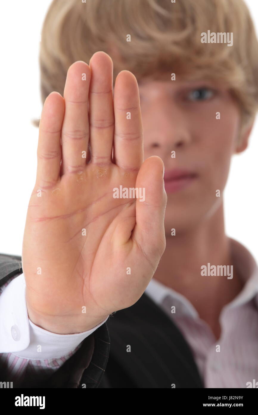 sign signal gesture wait waiting danger order men man hand single big