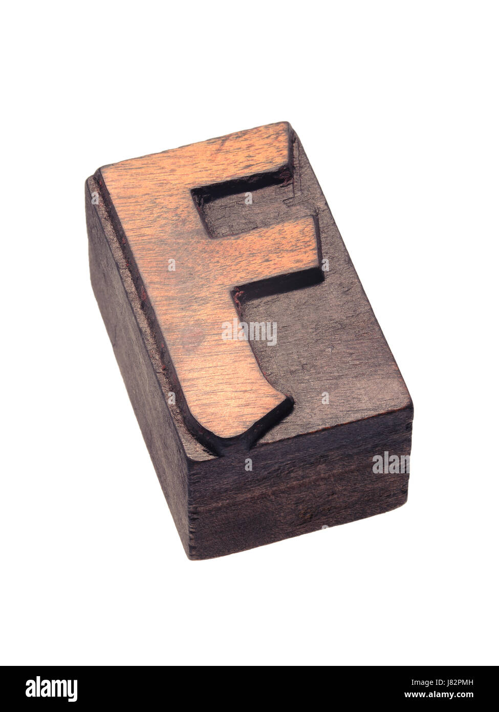detailed wooden letter F; stacked image - all in focus Stock Photo