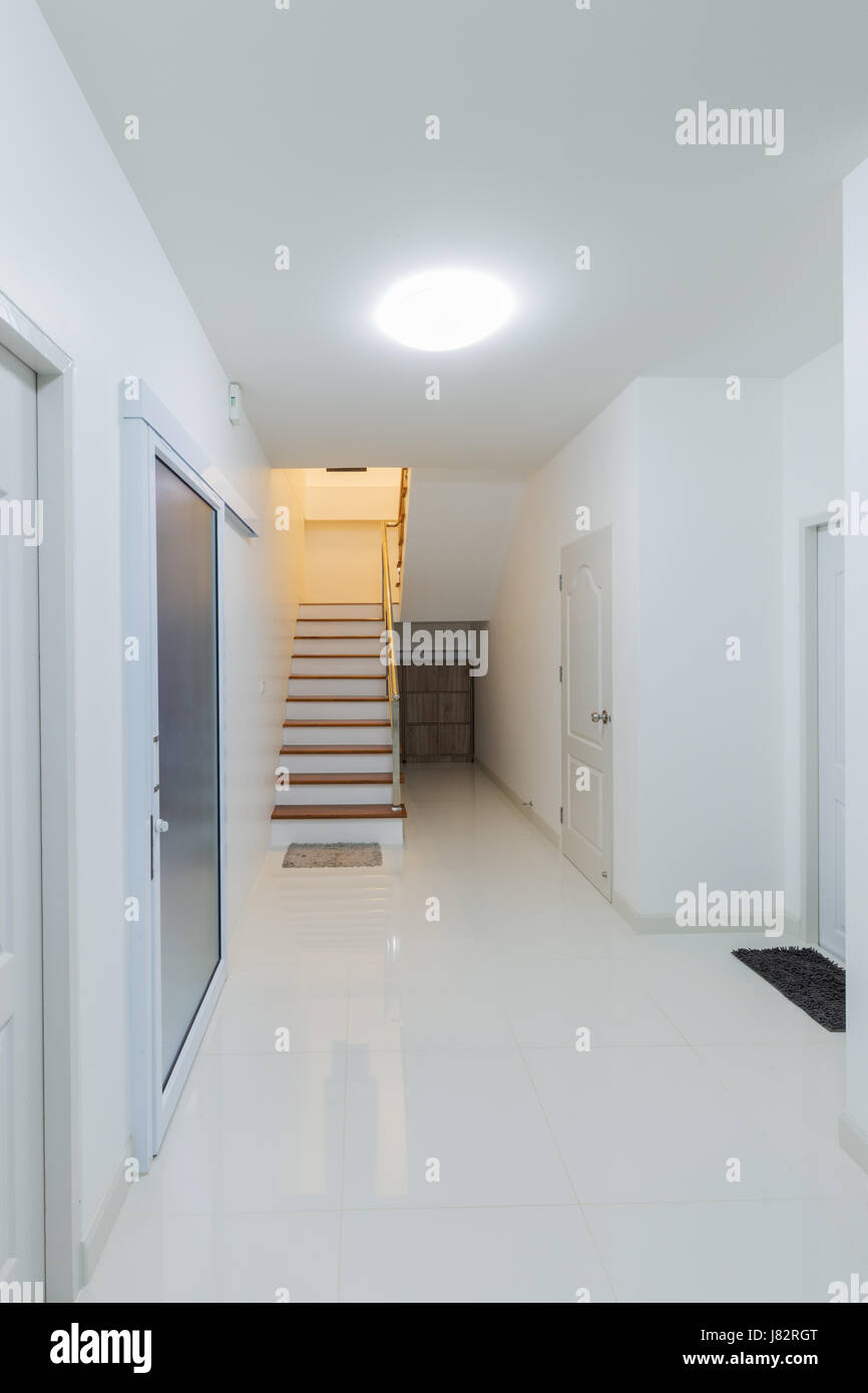 small hall room and wood stairs in home Stock Photo Alamy