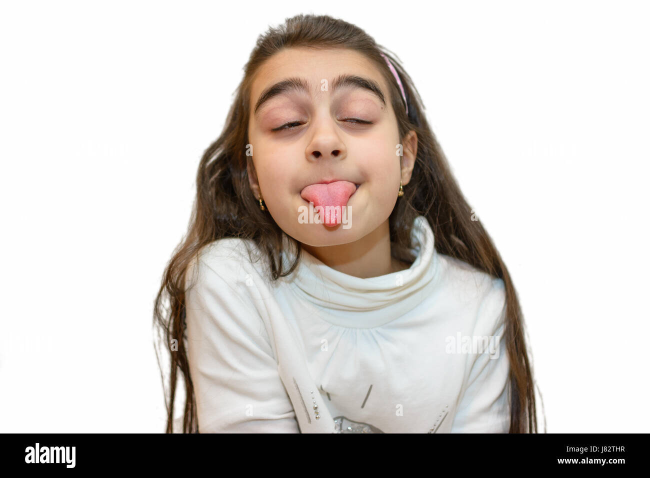 Portrait of young girl with mouthpiece Stock Photo