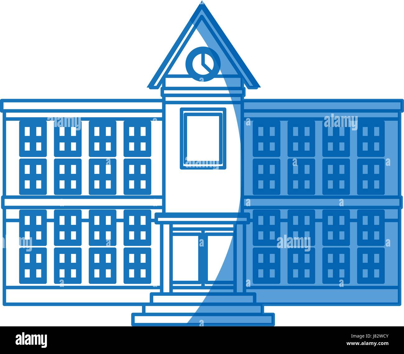 school education building facade clock windows door Stock Vector Image