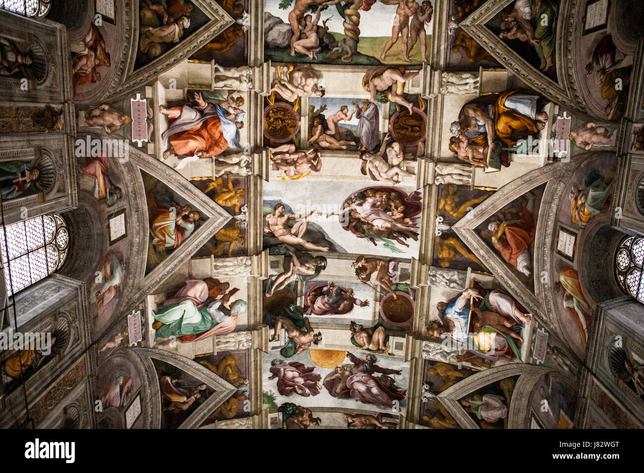 VATICAN CITY, ROME - MARCH 02, 2016: Interior and architectural details of the Sistine chapel, March 02, 2016, Vatican city, Rome, Italy. Stock Photo