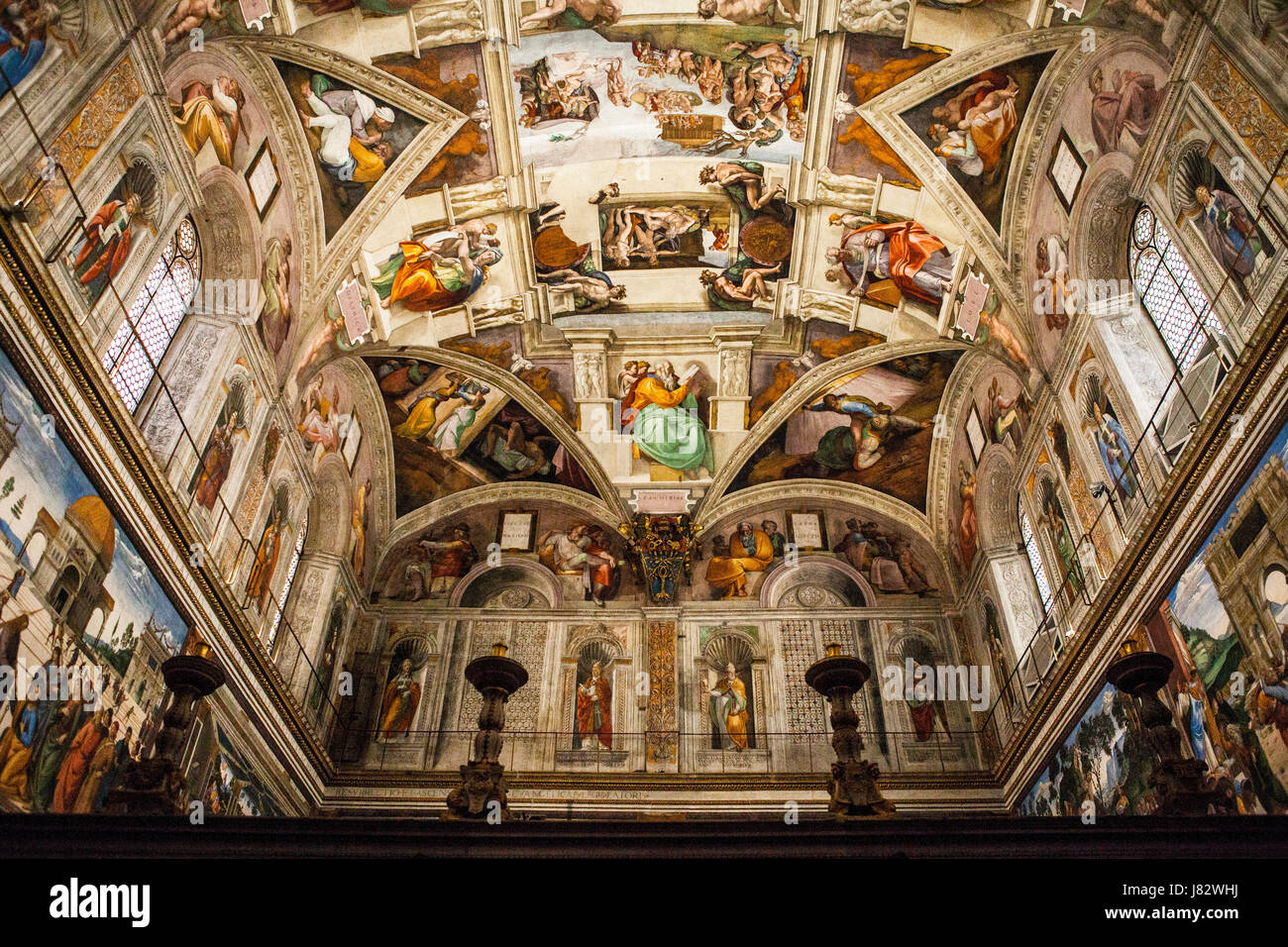 VATICAN CITY, ROME - MARCH 02, 2016: Interior and architectural details of the Sistine chapel, March 02, 2016, Vatican city, Rome, Italy. Stock Photo