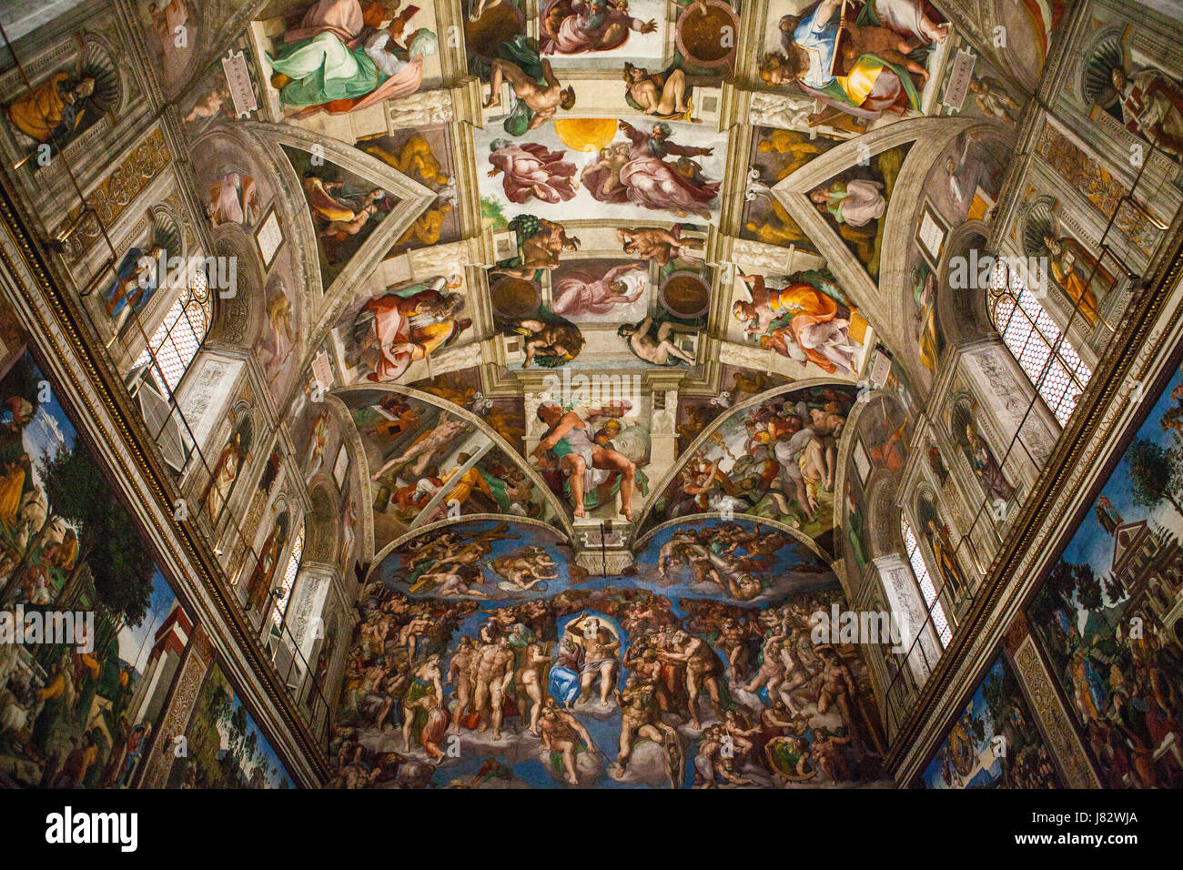 VATICAN CITY, ROME - MARCH 02, 2016: Interior and architectural details of the Sistine chapel, March 02, 2016, Vatican city, Rome, Italy. Stock Photo