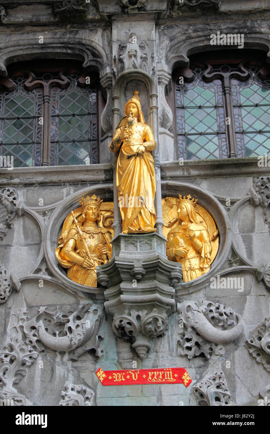 detail church statue belgium basilica bruges gold detail historical church Stock Photo