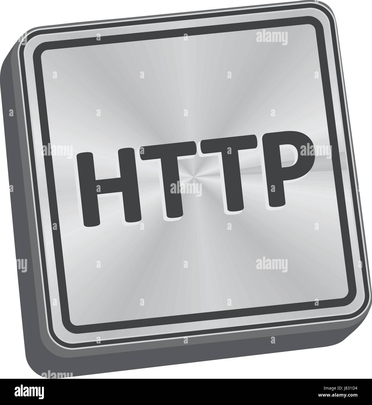 HTTP button 3D key in brushed metal Stock Vector