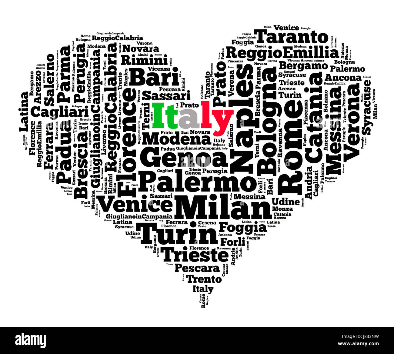 Localities in Italy word cloud concept Stock Photo