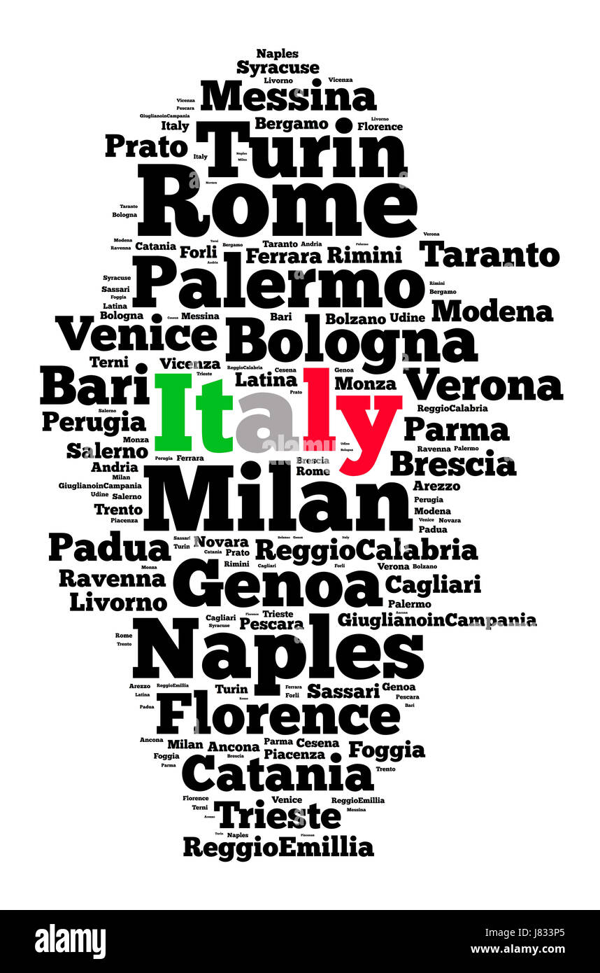 Localities in Italy word cloud concept Stock Photo