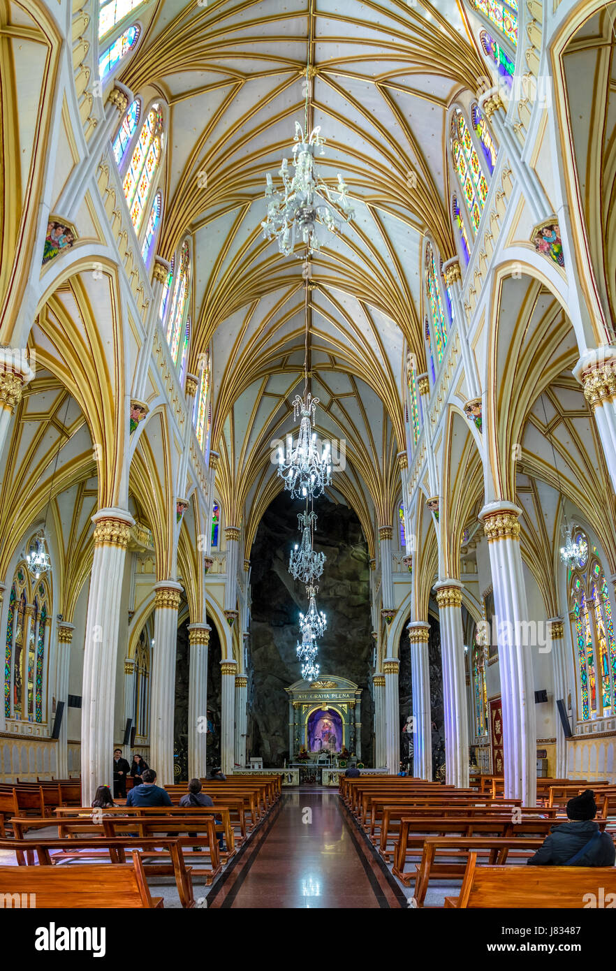 Interior of Las Lajas Sanctuary - Ipiales, Colombia Stock Photo