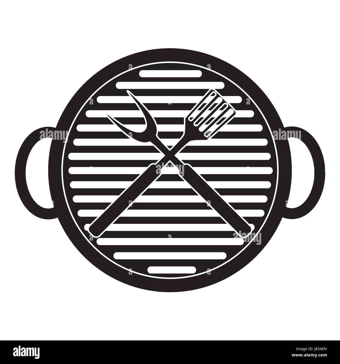 BBQ Icon with Grill Tools. Vector Illustration Stock Vector Image ...