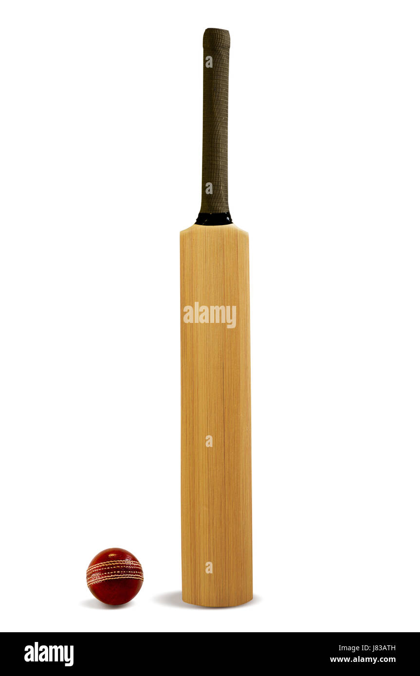 traditional hard bat wooden old heavy cricket willow objects detail sport Stock Photo