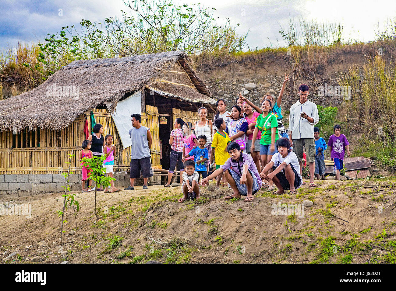 Large extended Filipino family portrait at Subic, Luzon Island, Philippines. Stock Photo