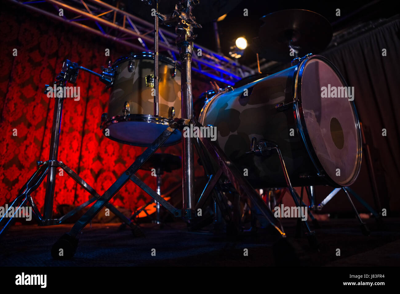 Modern drum kit in recording studio Stock Photo Alamy