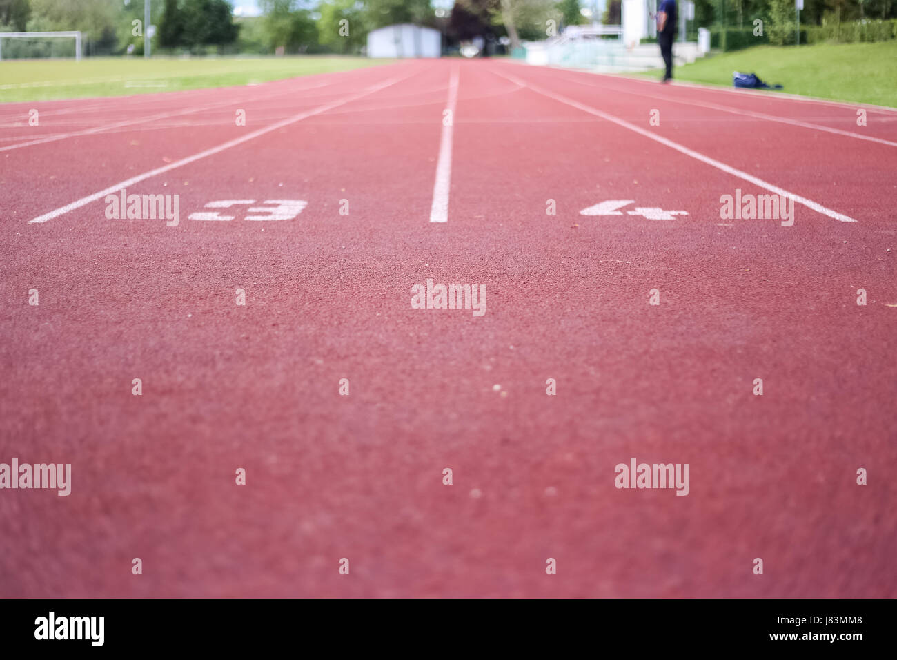 Athletic running track, sports, recreation, healthy life, sunny day