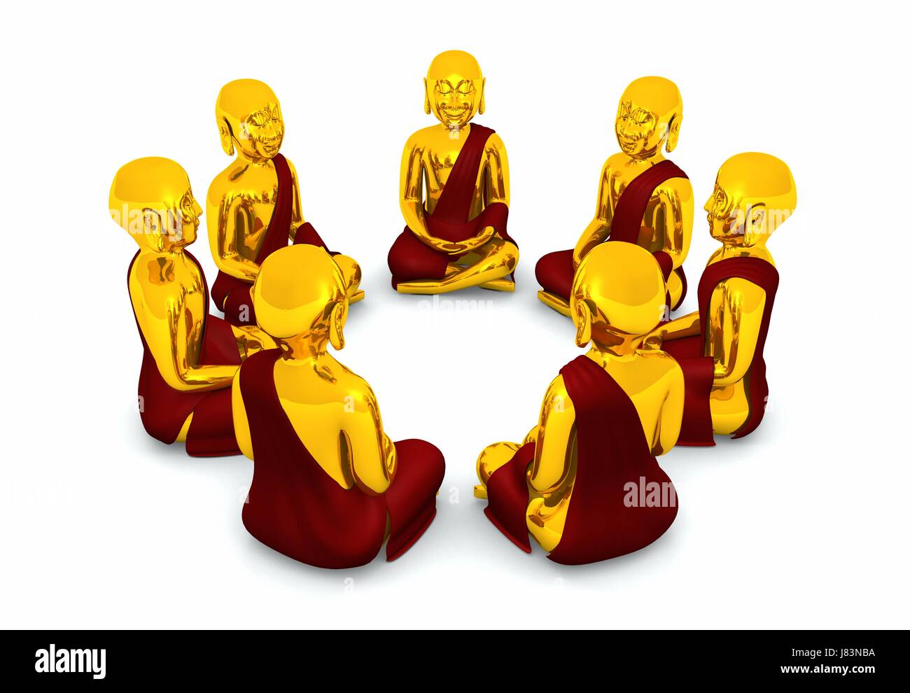 meditation circle of seven buddhas Stock Photo Alamy