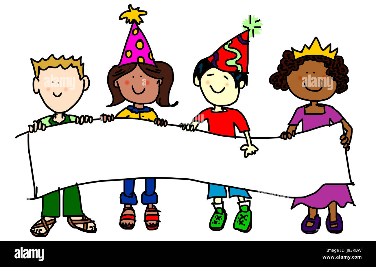 illustration banner character message sign kid cartoon birthday humans ...