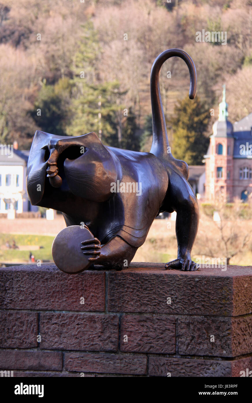 monkey sculpture bronze mirror emblem monkey sculpture reflection silly