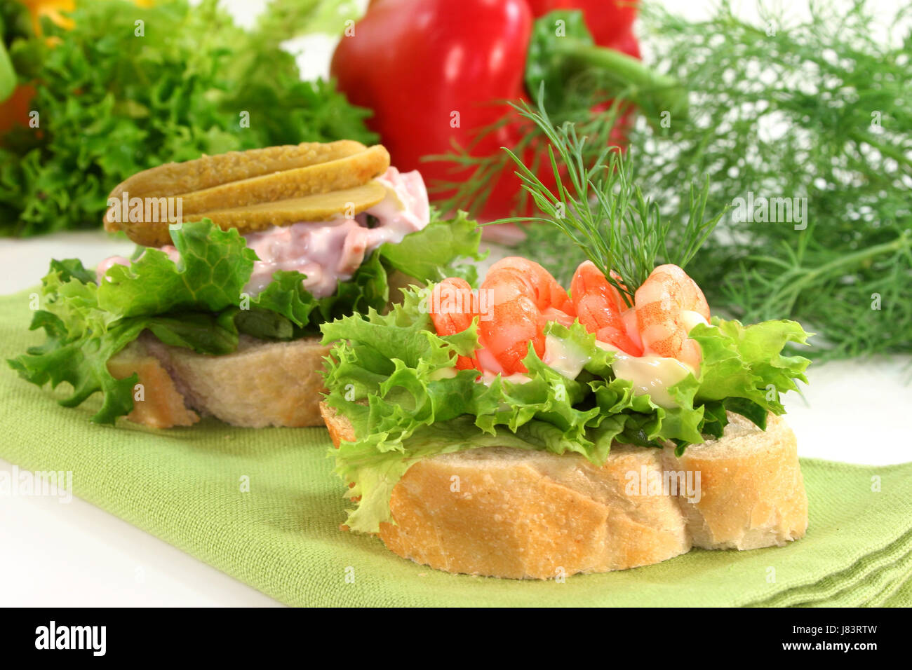 Starter Baguette Bit Meat Salad Decoration Shrimps Starter