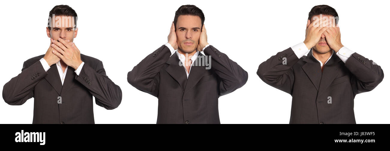 hear see no evil,say Stock Photo - Alamy