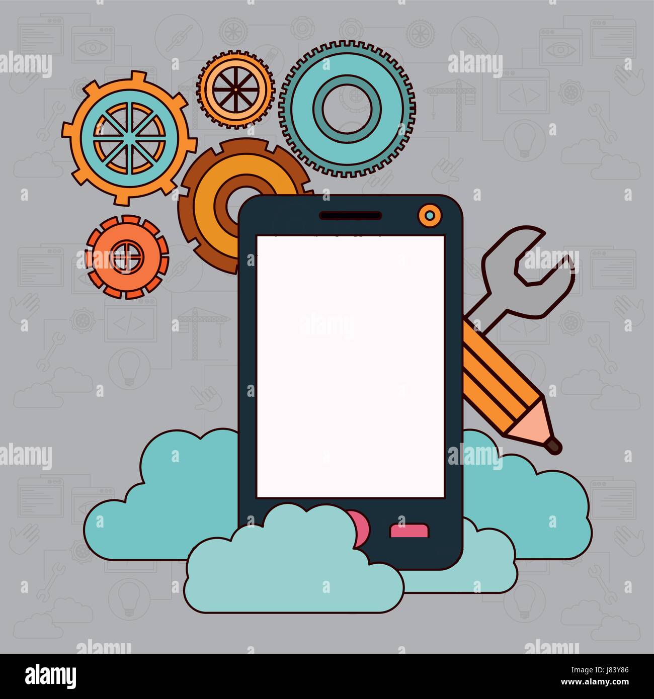 background with smartphone and storage cloud service Stock Vector Image ...