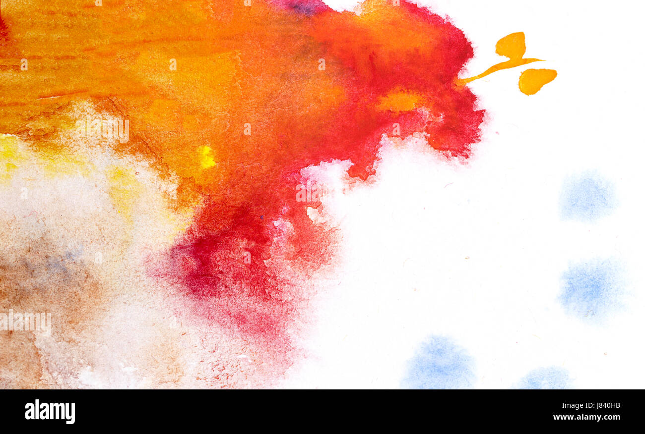 Abstract Background Of Red Orange And Blue Watercolor Paint Drawing On Wet Paper Flow Of Watercolor On Paper Element Of Design Tutorial Stock Photo Alamy