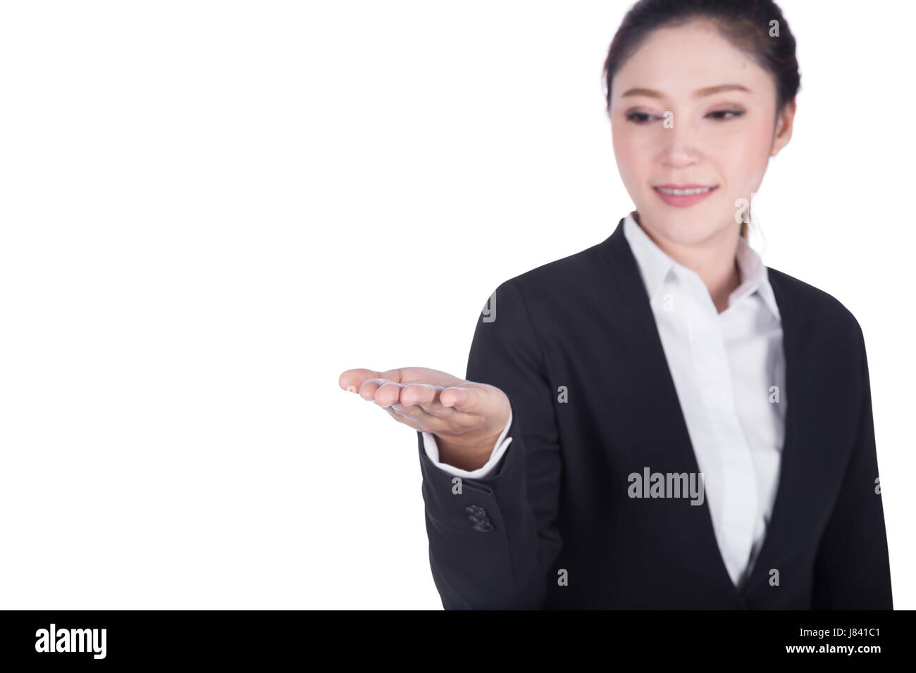 Woman open palm presenting gesture hi-res stock photography and images ...