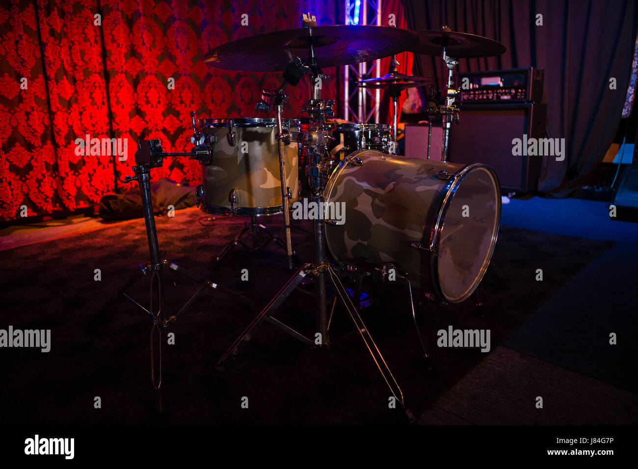 Modern drum kit in recording studio Stock Photo Alamy