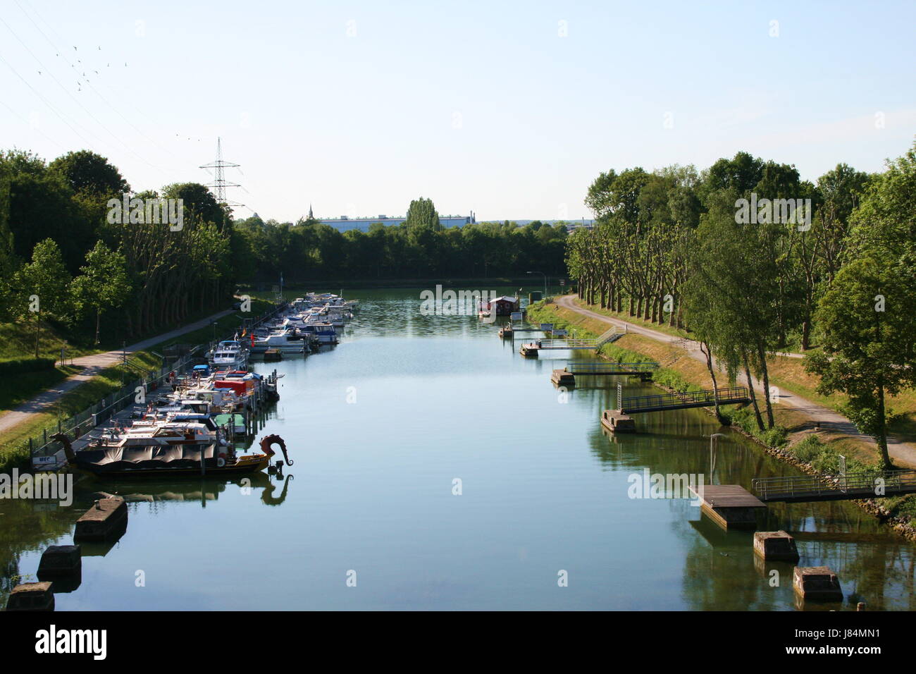 scenery countryside nature river water blue culture engineering ships sailing Stock Photo