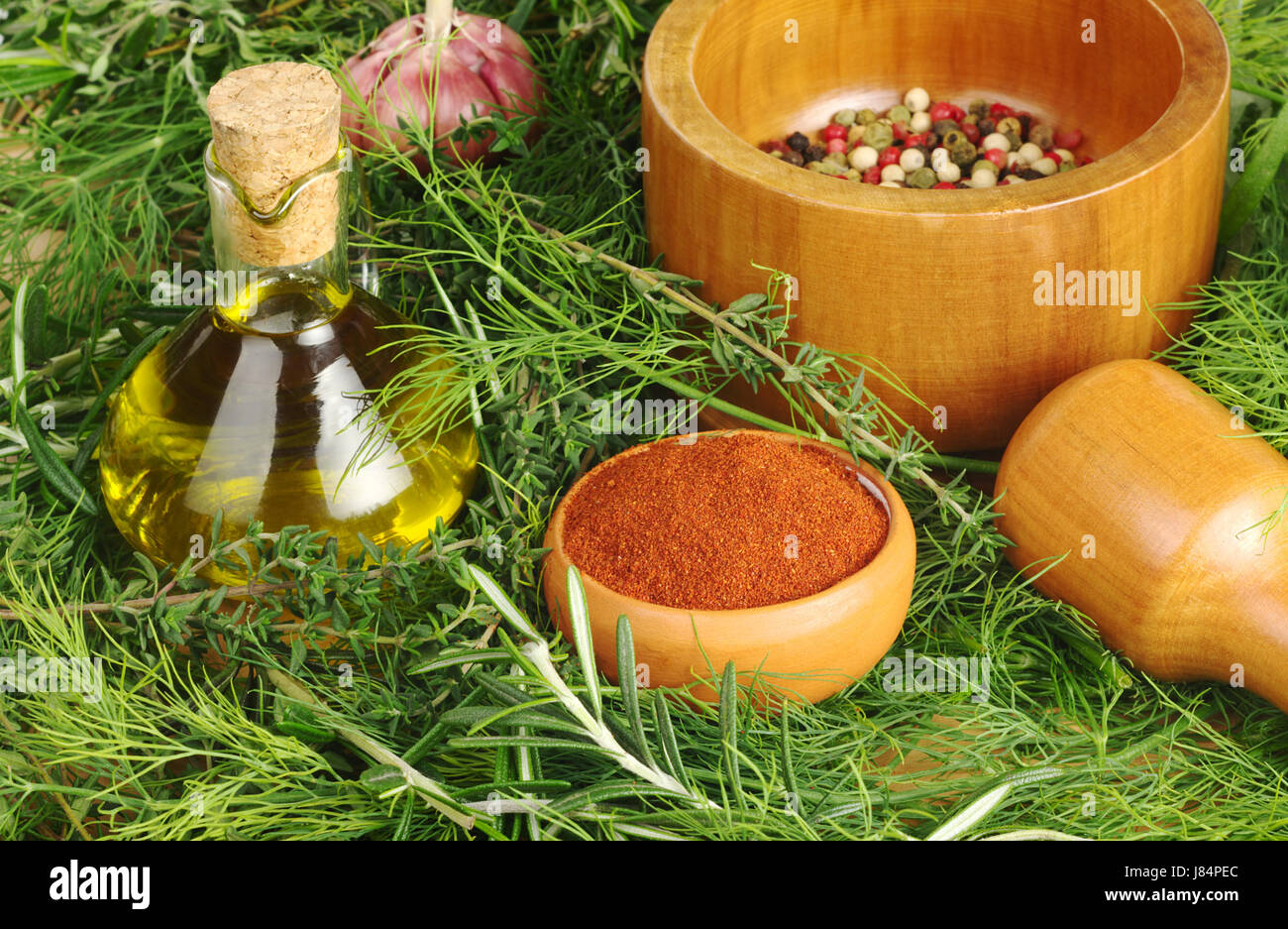 spice condiment paprika peppers mortar powder herb oil pepper leaf