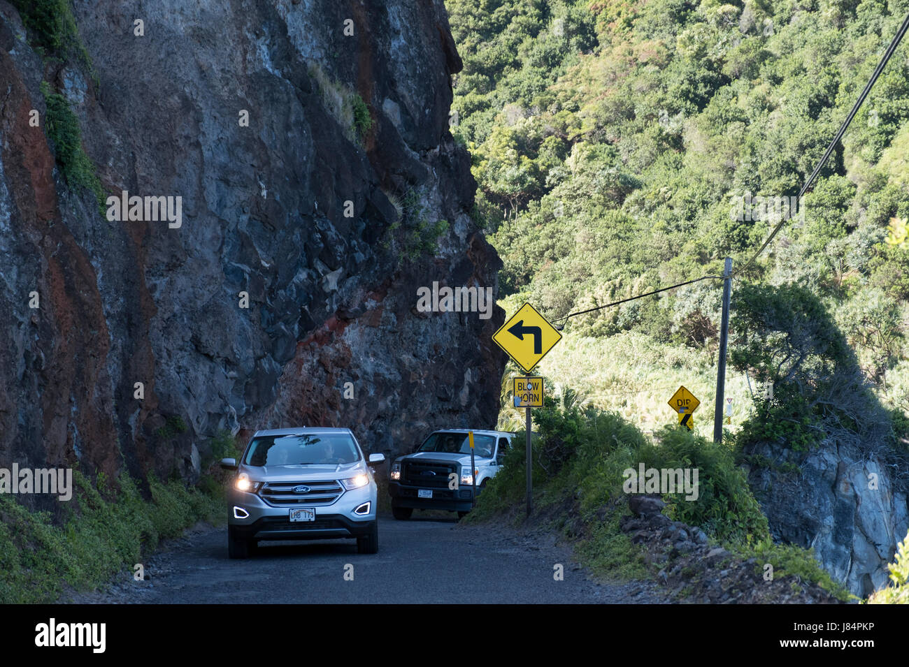 The Pi'ilani Highway the road from Hana round Waiuha bay to Kaupo Maui