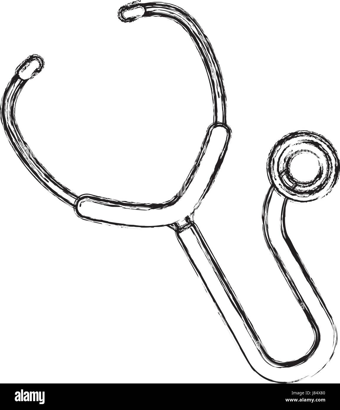 figure medical stethoscope to check cardiac heartbeat Stock Vector