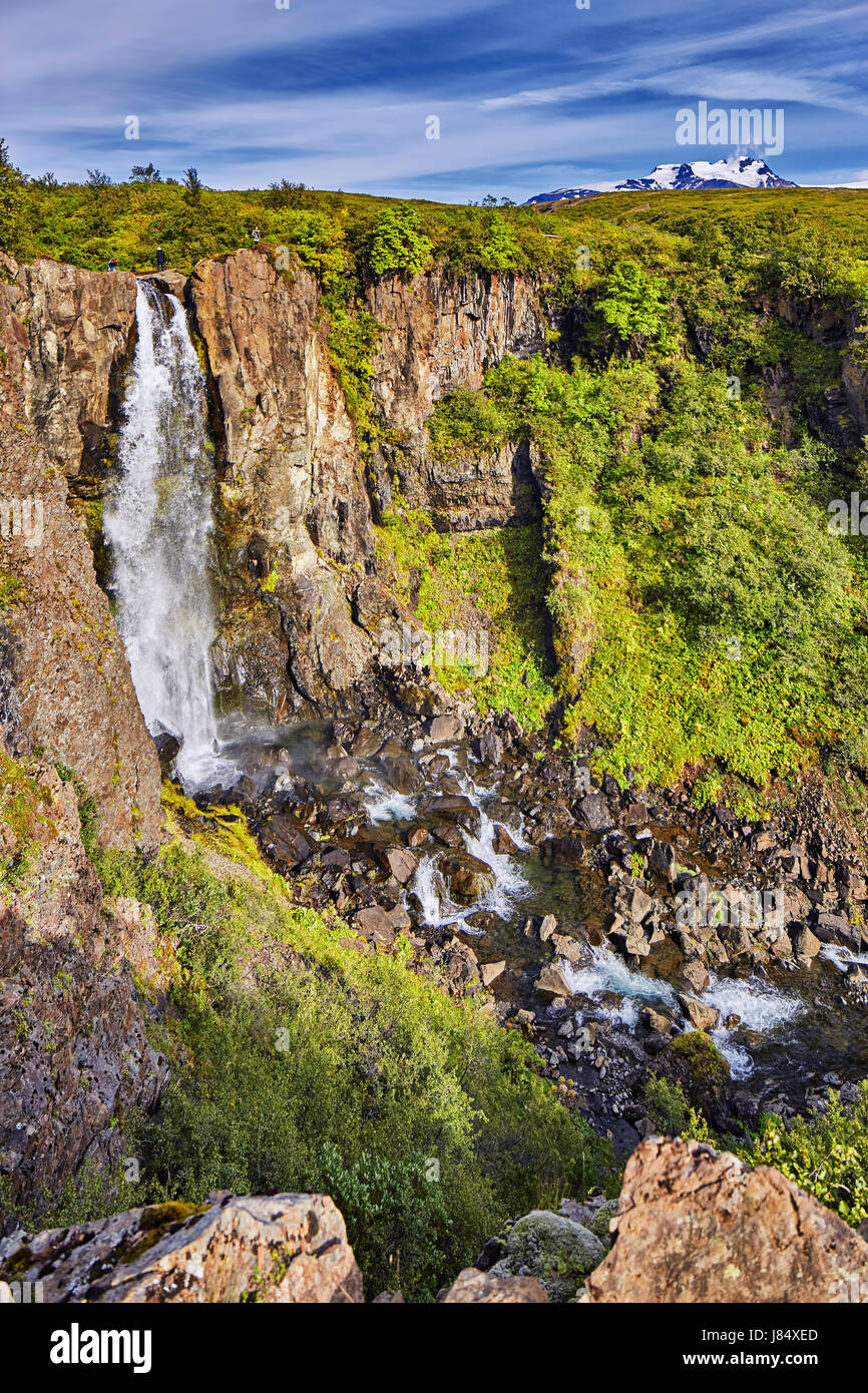 Waterfall Hundafoss, Skaftafell, Austurland, Island Stock Photo