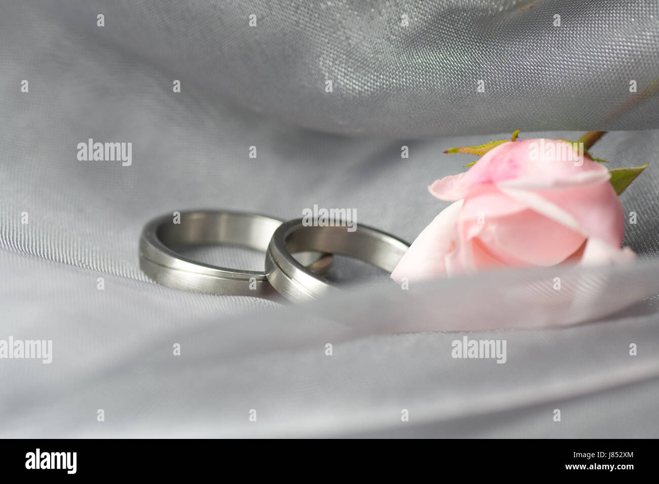 wedding rings in a romantic ambiance Stock Photo