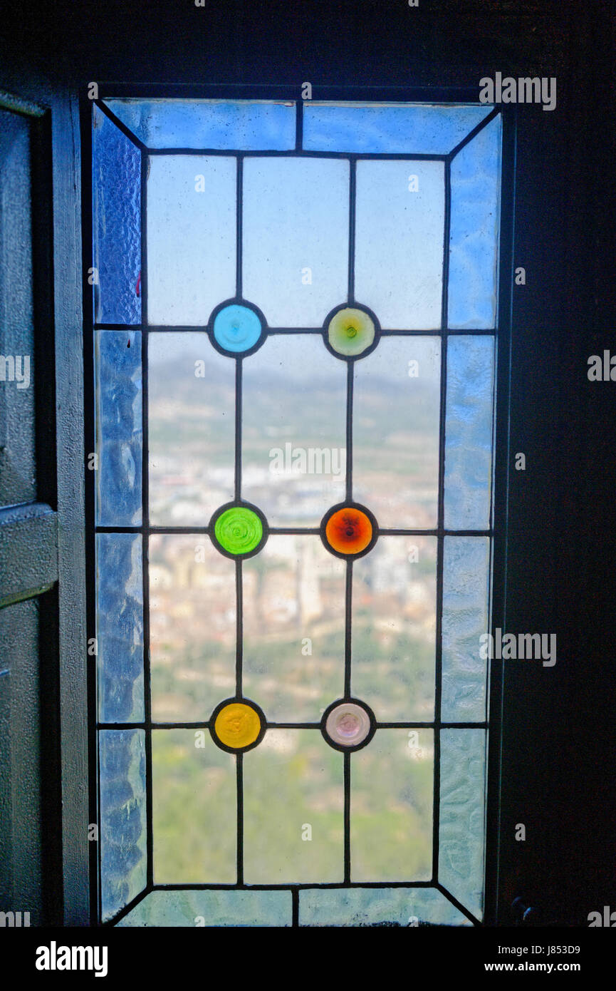 Window Detail from the Castle of Xativa, Valencia, Spain Stock Photo