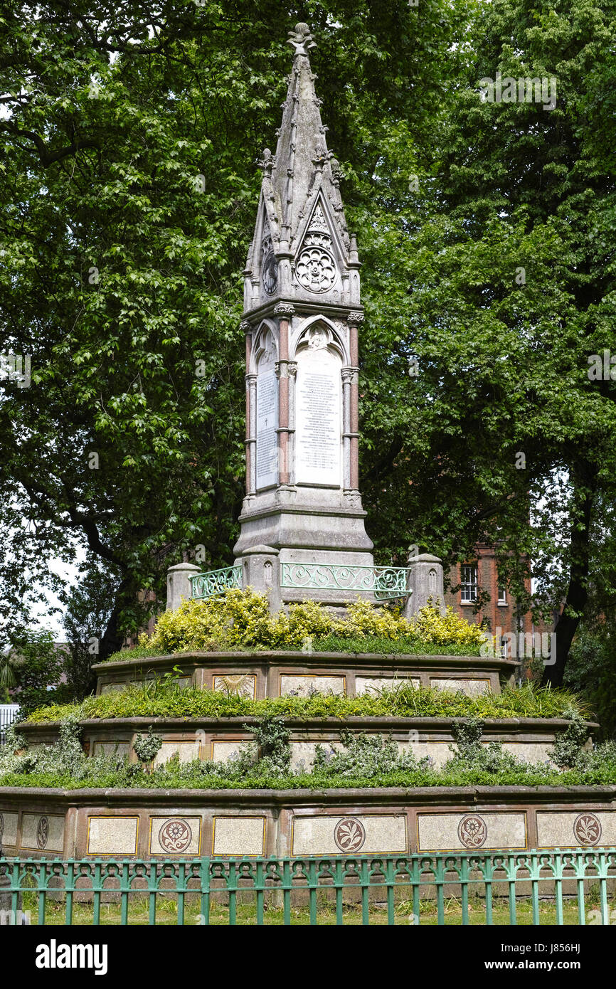 Memorial to Angela Burdett-Coutts, a wealthy 19th century aristocratic philanthropist in St Pancras Old Church cemetery near King's Cross Stock Photo