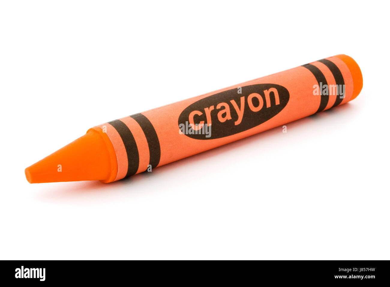 single isolated wax orange crayon pen style pencil close education macro Stock Photo