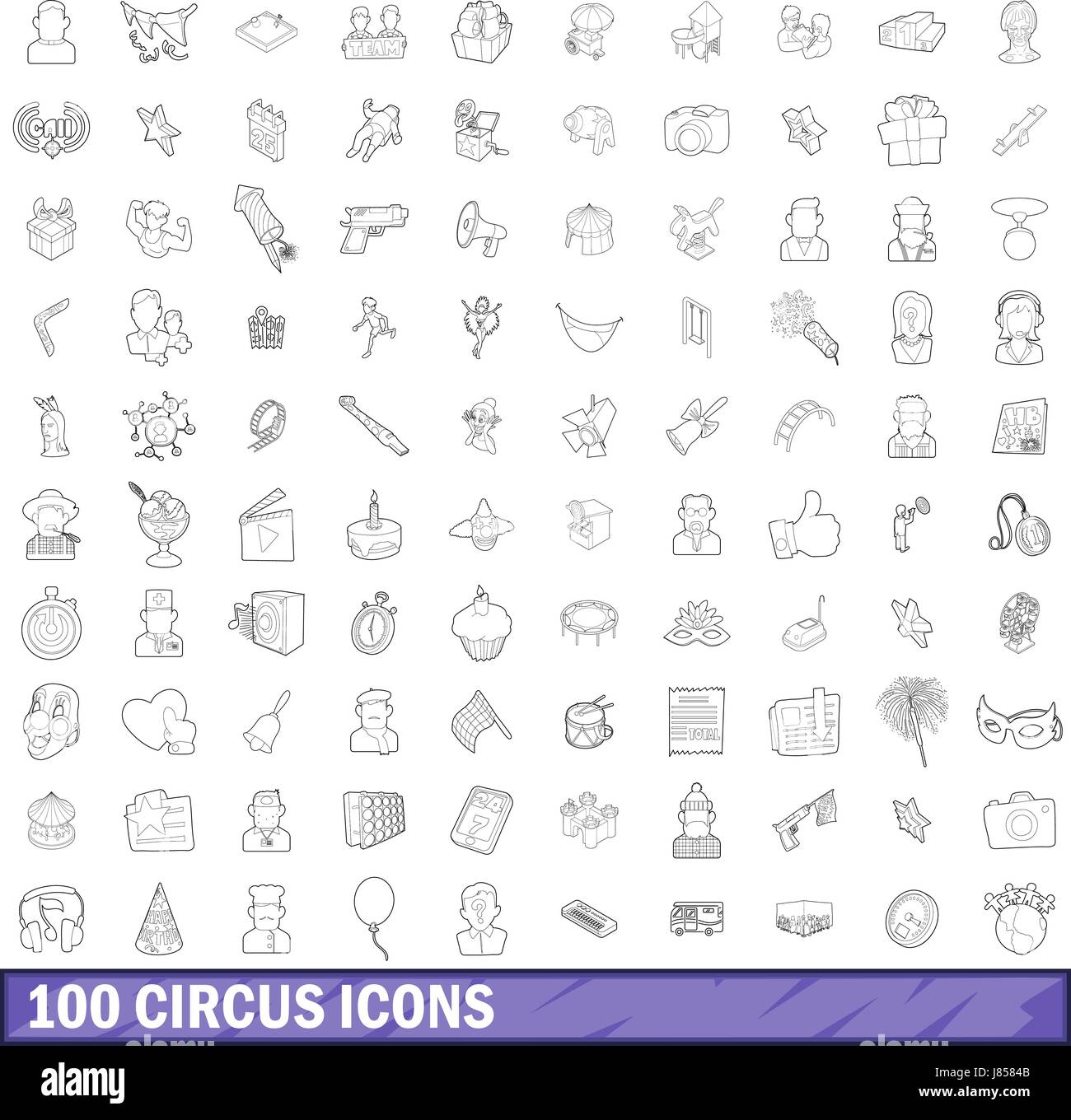 100 circus icons set, outline style Stock Vector Image & Art - Alamy
