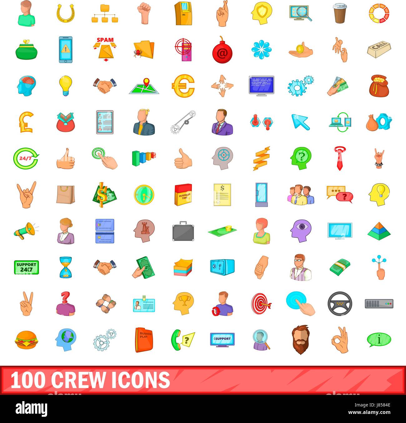 100 crew icons set, cartoon style Stock Vector Image & Art - Alamy