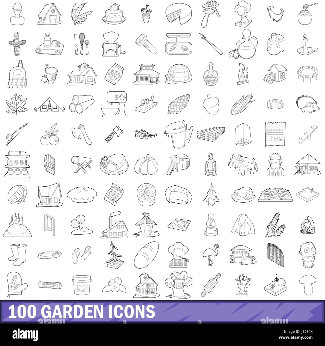 100 garden icons set, outline style Stock Vector Image & Art - Alamy
