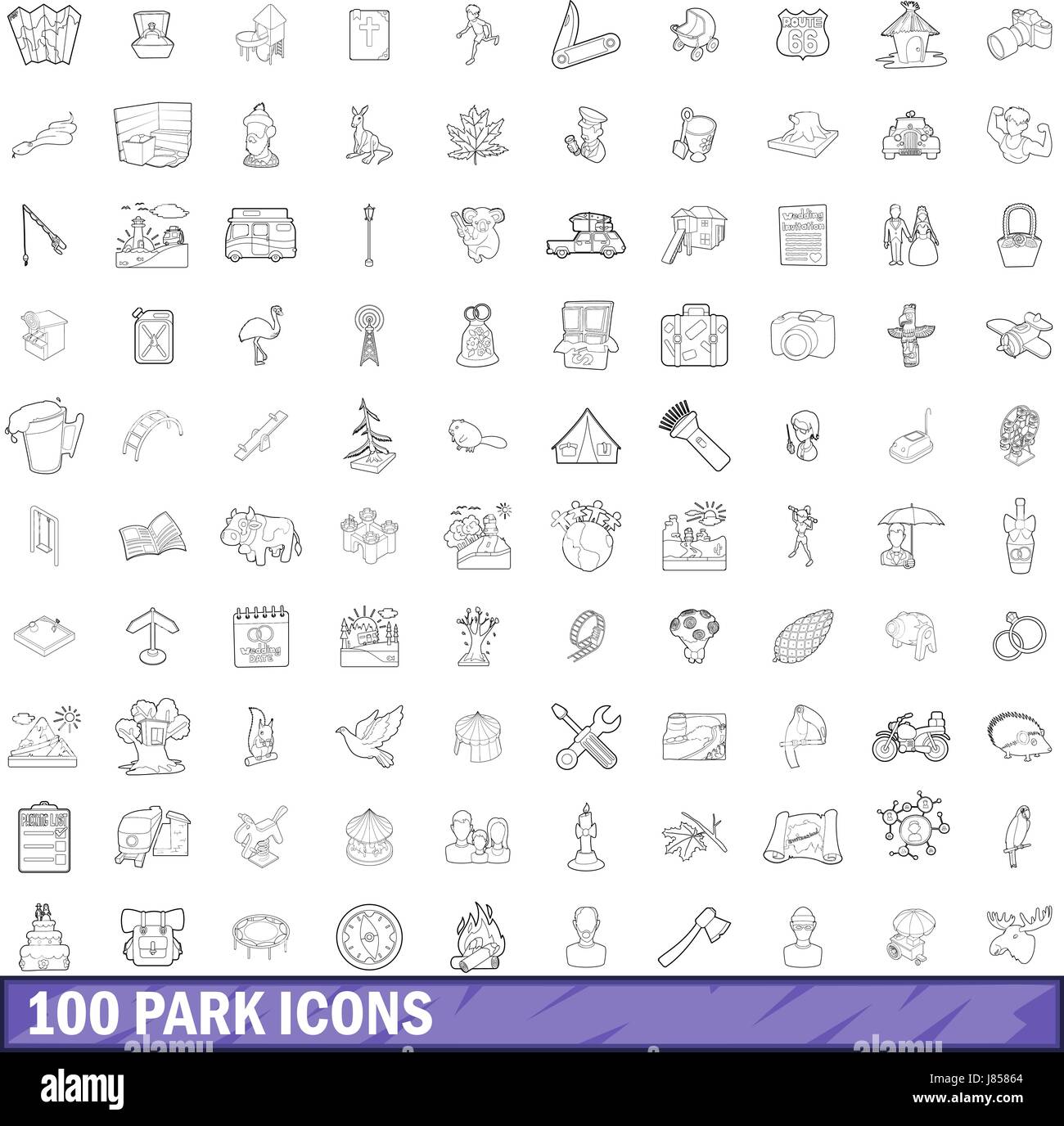100 park icons set, outline style Stock Vector Image & Art - Alamy