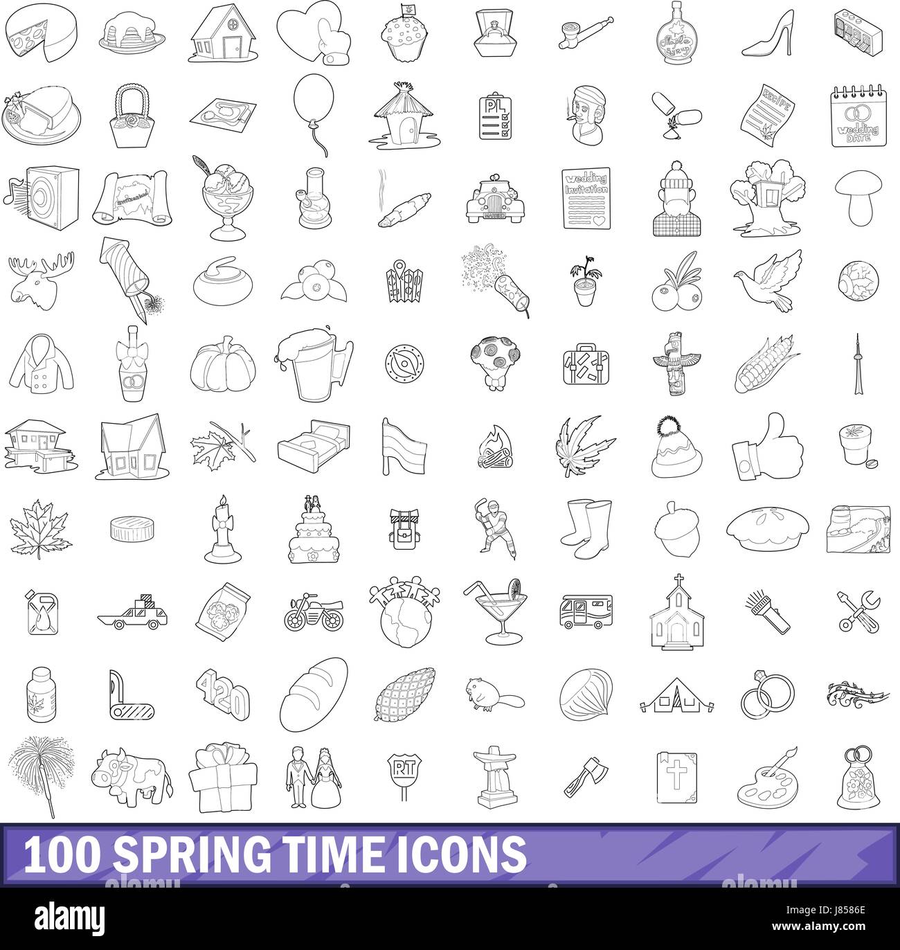 100 spring time icons set, outline style Stock Vector Image & Art - Alamy
