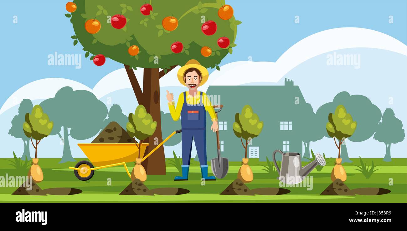 Gardener plant icons set, cartoon style Stock Vector Image & Art - Alamy