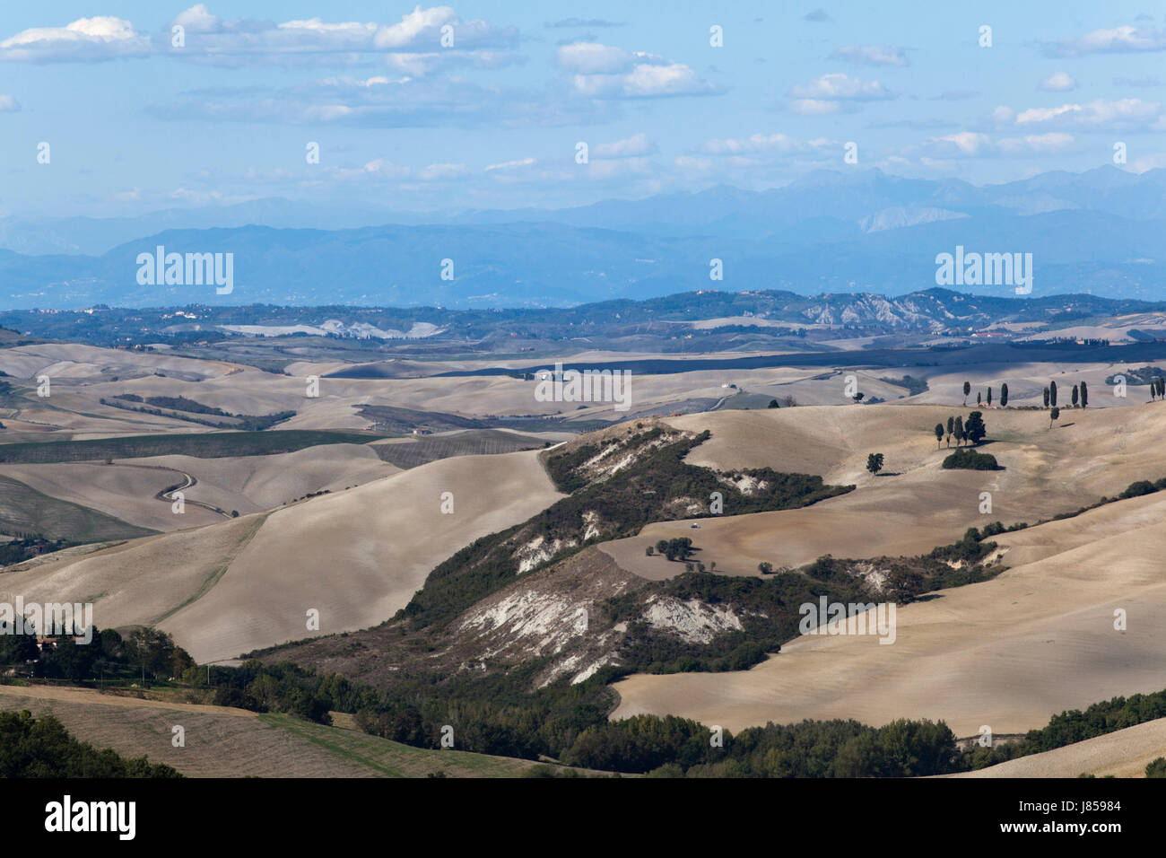 autumnal arable landscape in tuscany Stock Photo