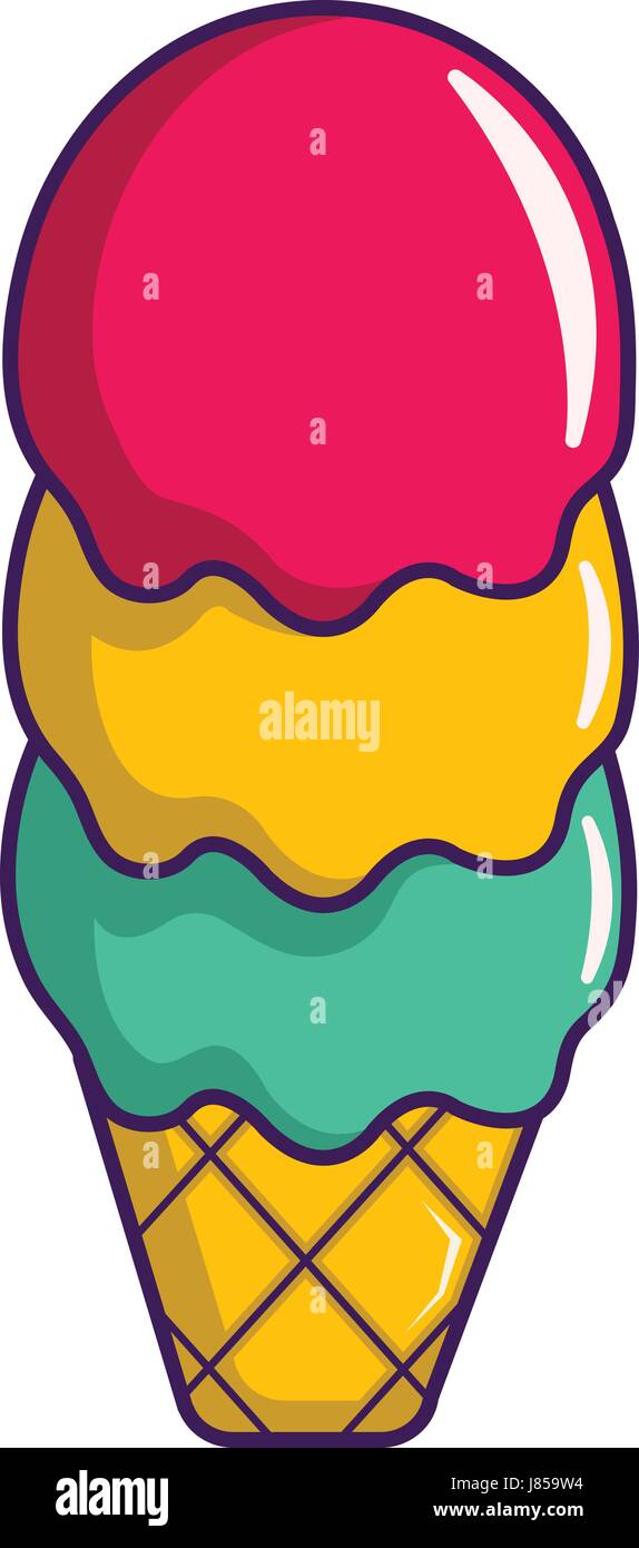 Colorful ice cream in waffle cup icon Stock Vector Image & Art - Alamy