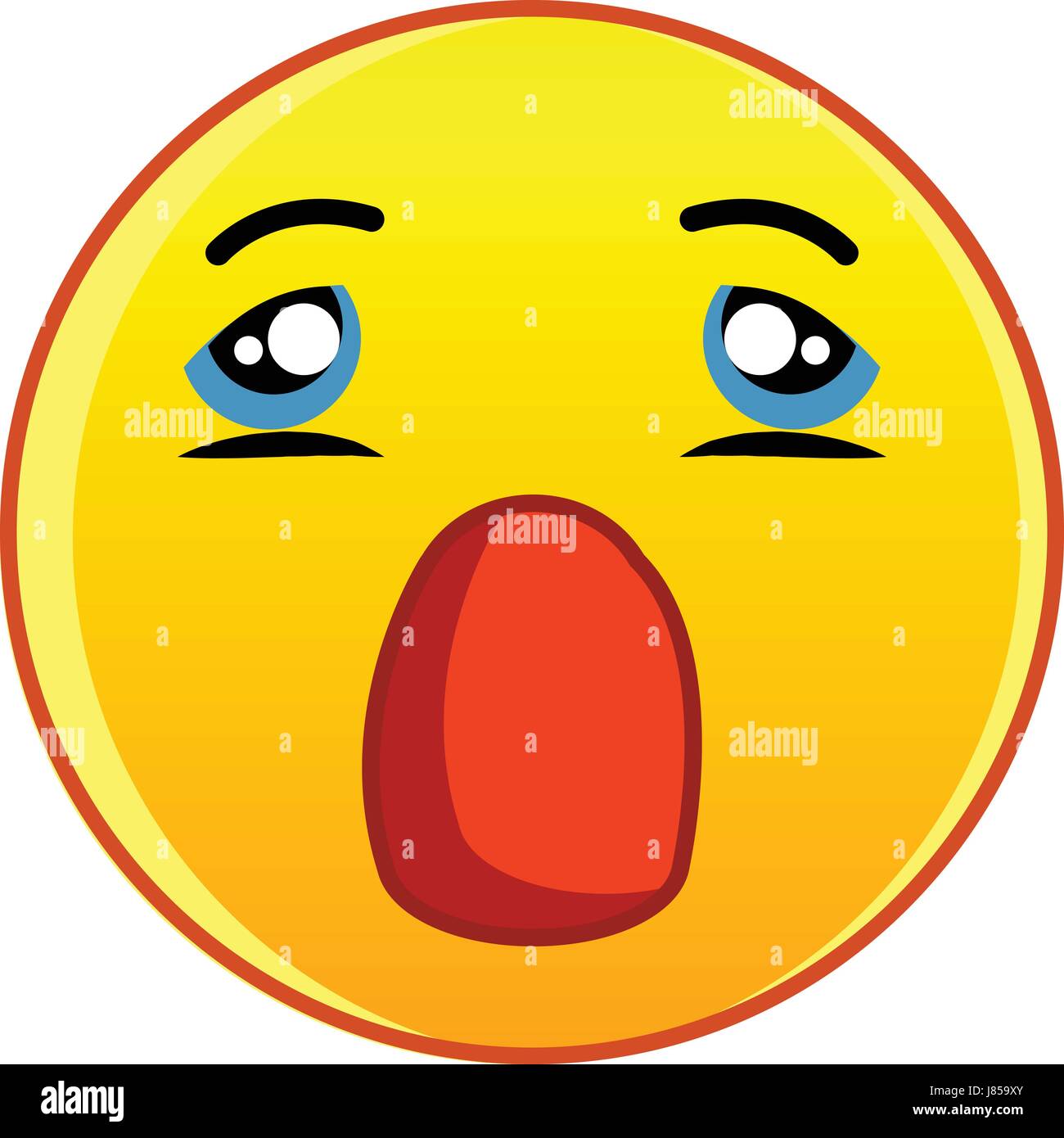 Yellow emoticon with open mouth icon cartoon style Stock Vector Image