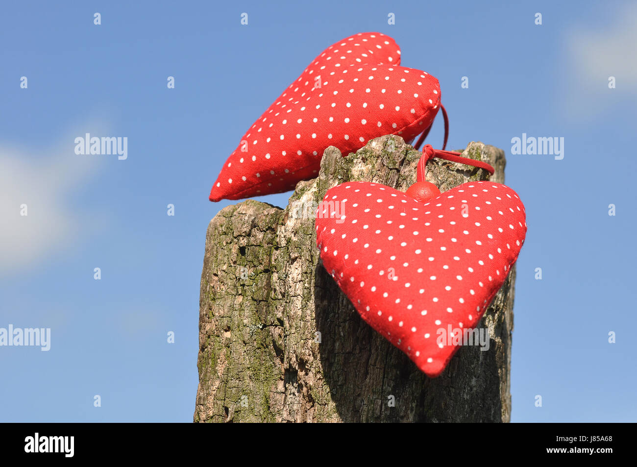 red fabric hearts Stock Photo