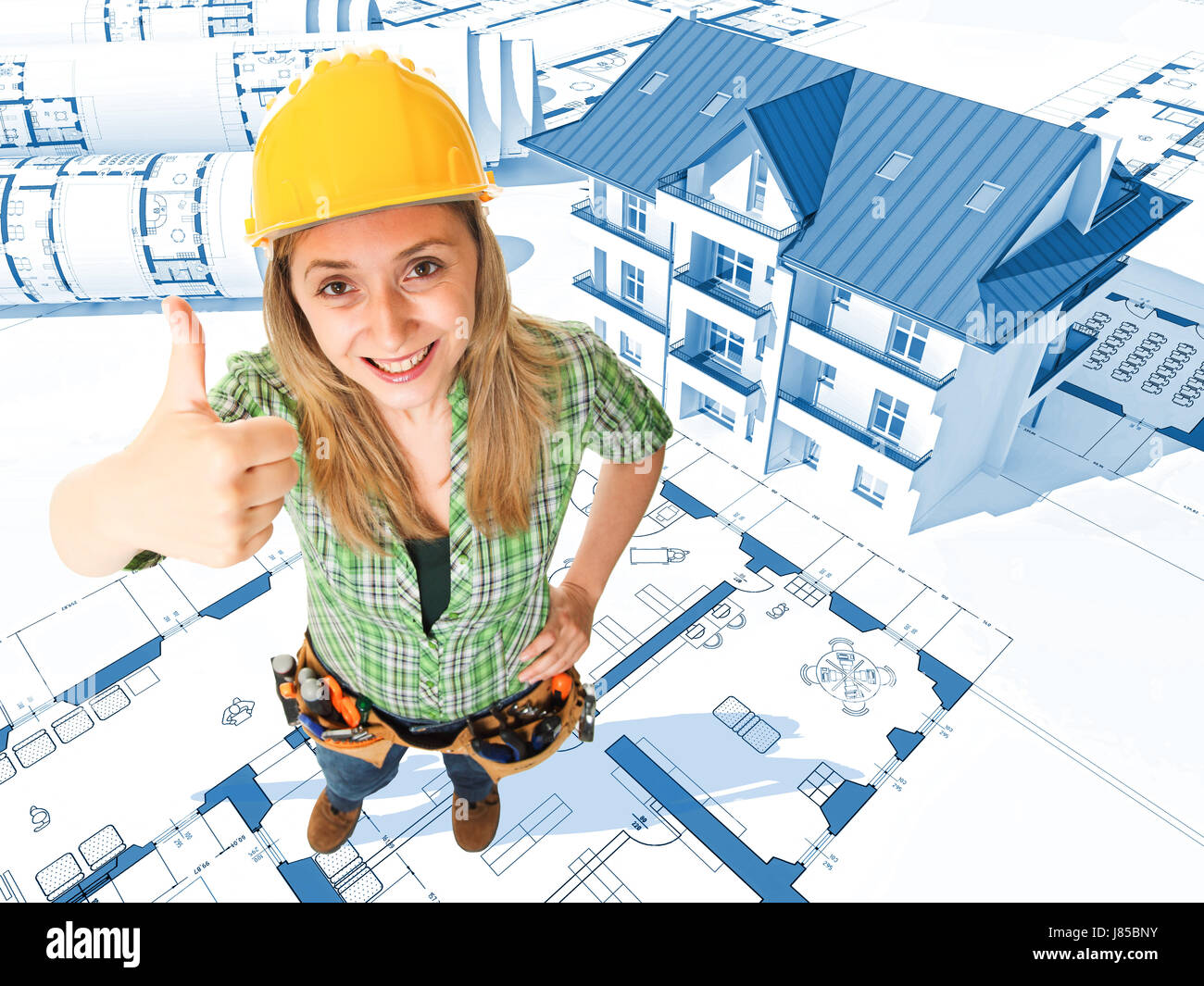 woman house building laugh laughs laughing twit giggle smile smiling ...