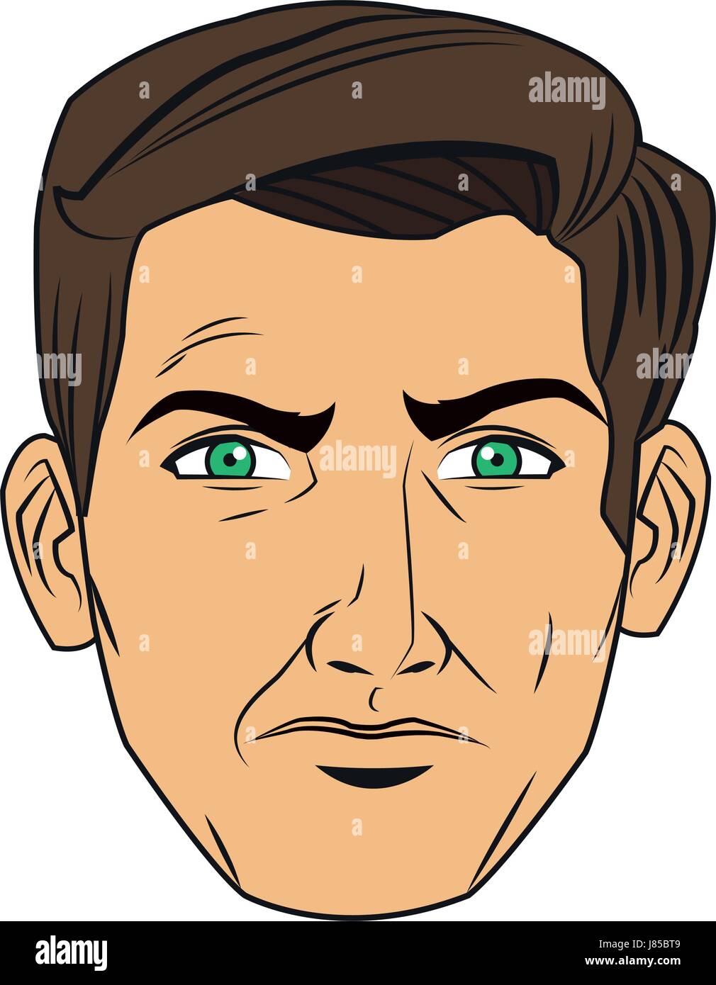 comic face man expression pop art style Stock Vector