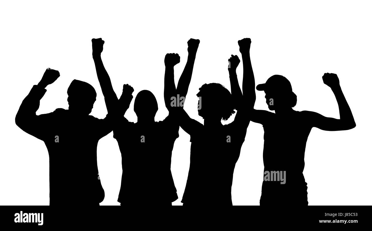 Sports fans cheering silhouette Black and White Stock Photos \u0026 Images -  Alamy, image size:1300x808